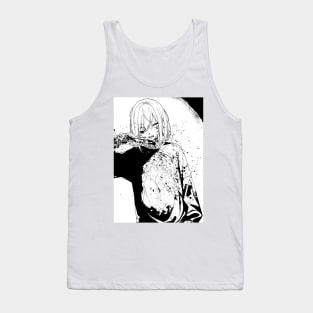 Ghoul Girl Black and White Manga Style Art Tank Top